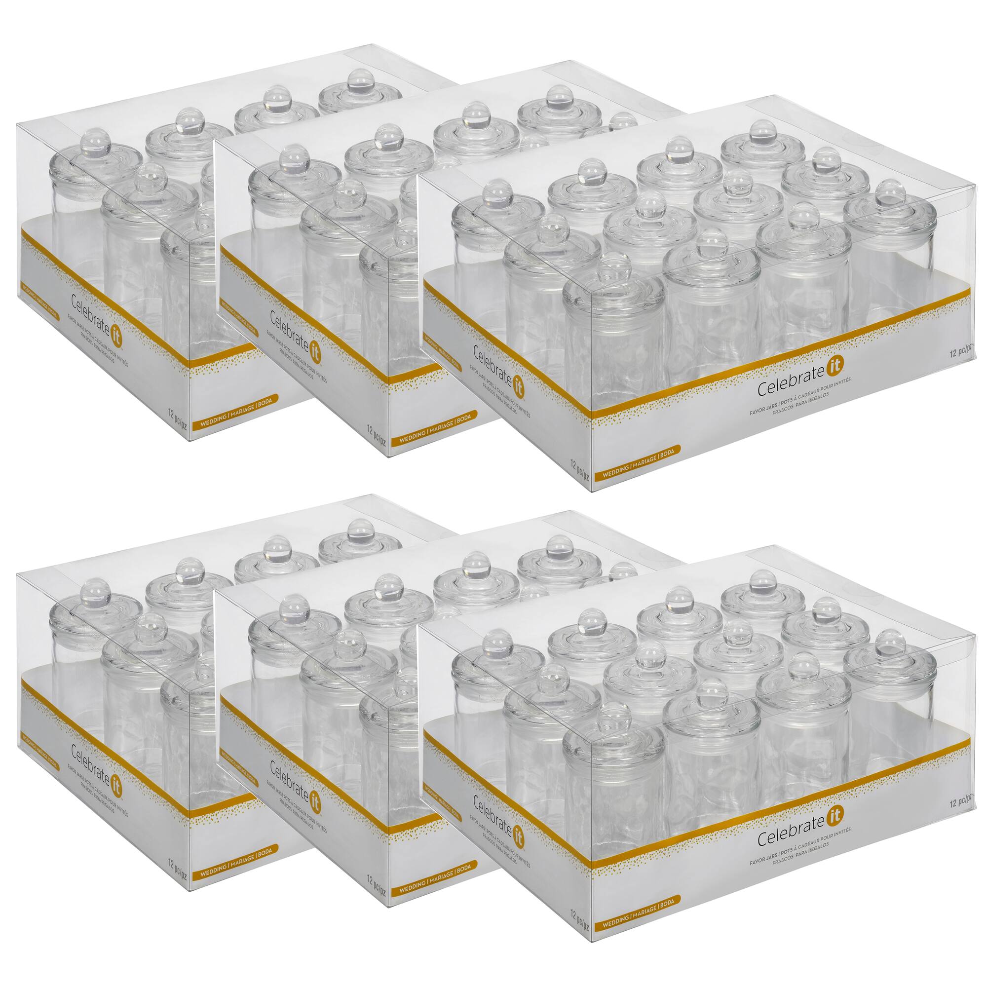 6 Packs: 12 ct. (72 total) Mini Glass Jars with Lids by Celebrate It™